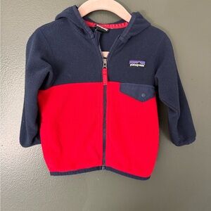 Patagonia Kids Navy and Red Fleece Zip Hoodie